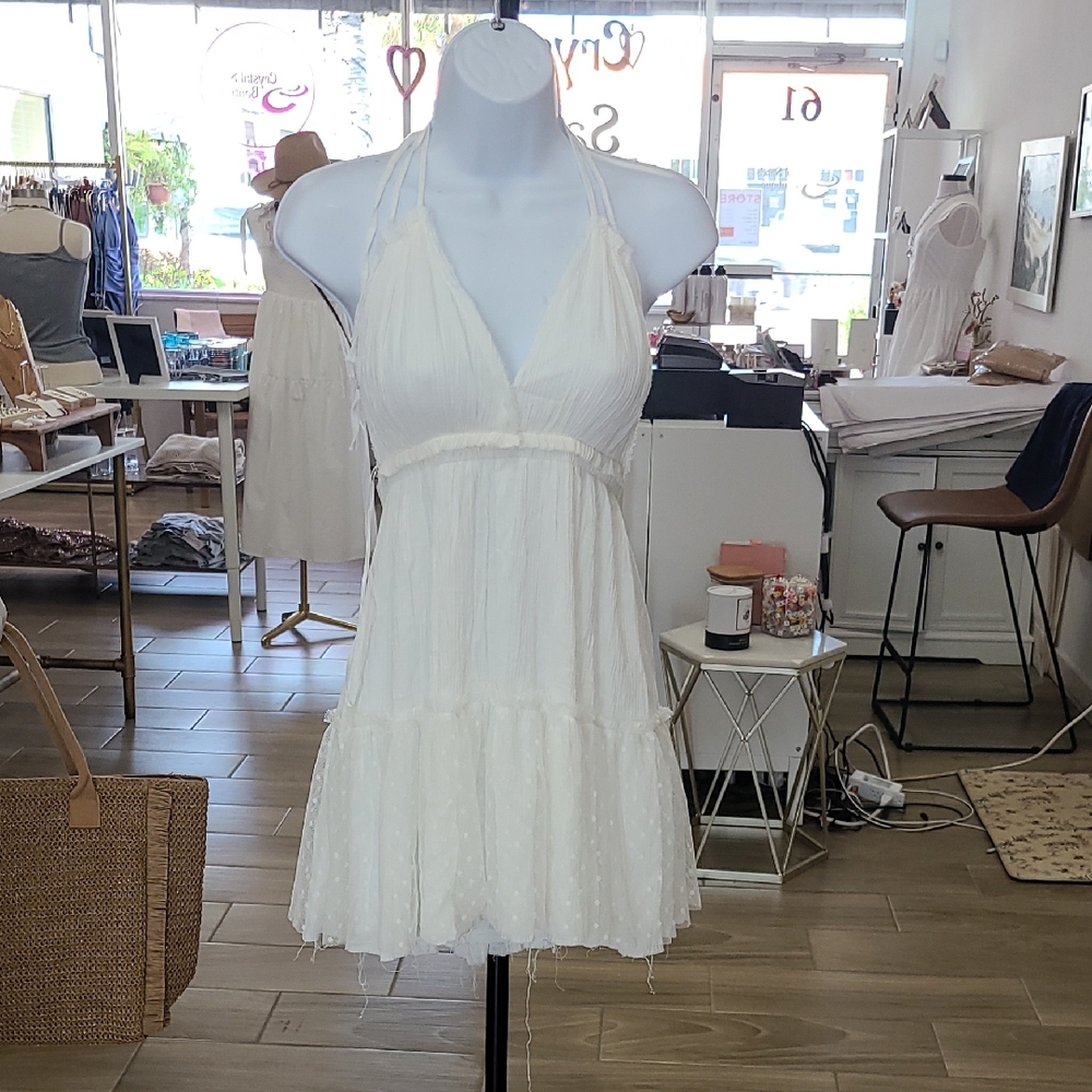 Papermoon Cream Halter Mini Dress